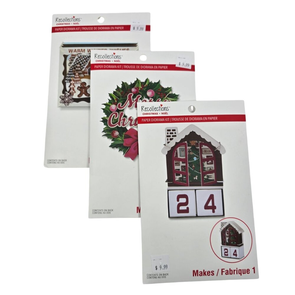 Set of 3 Paper Diorama Kits: Wreath, Warm Winter Wishes, & Countdown NEW